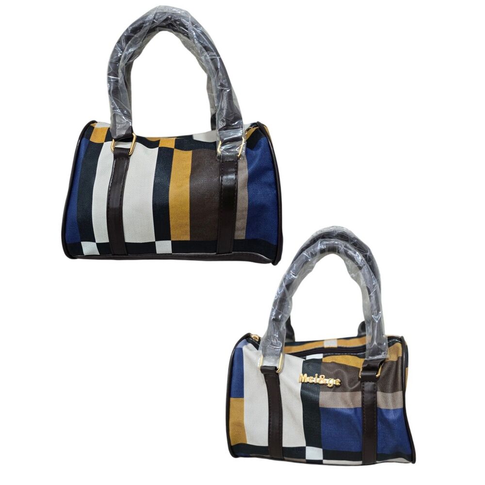Mei & Ge 5 Piece Plaid Colorblock Mini Satchel Bag Set